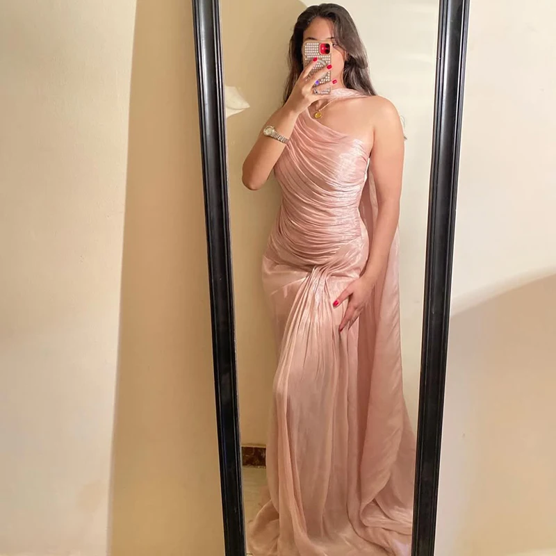 Sukienki wieczorowe Thinyfull, formalne, syrenka, na studniówkę, z jednym ramieniem, plisowane, bez rękawów, na imprezę, koktajl, bal, szyte na miarę.