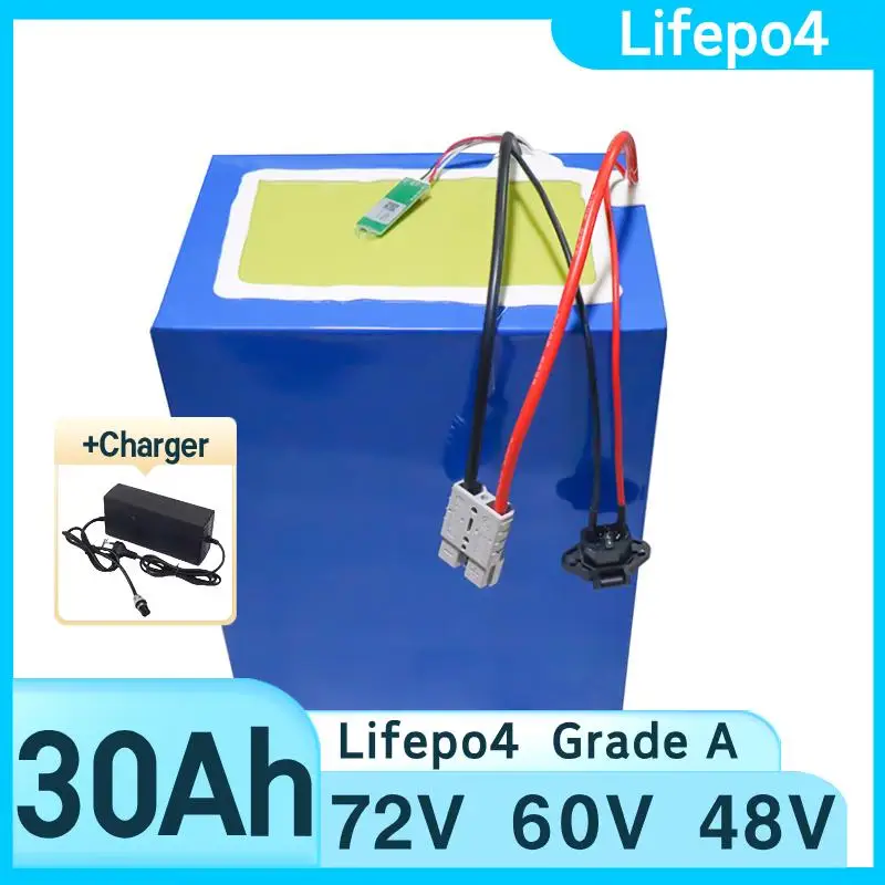 

New 72V 60V 48V 30ah LiFePo4 rechargeable battery pack 32140 with built-in BMS 2500W-3600W motor high-power+5A charger tax-free