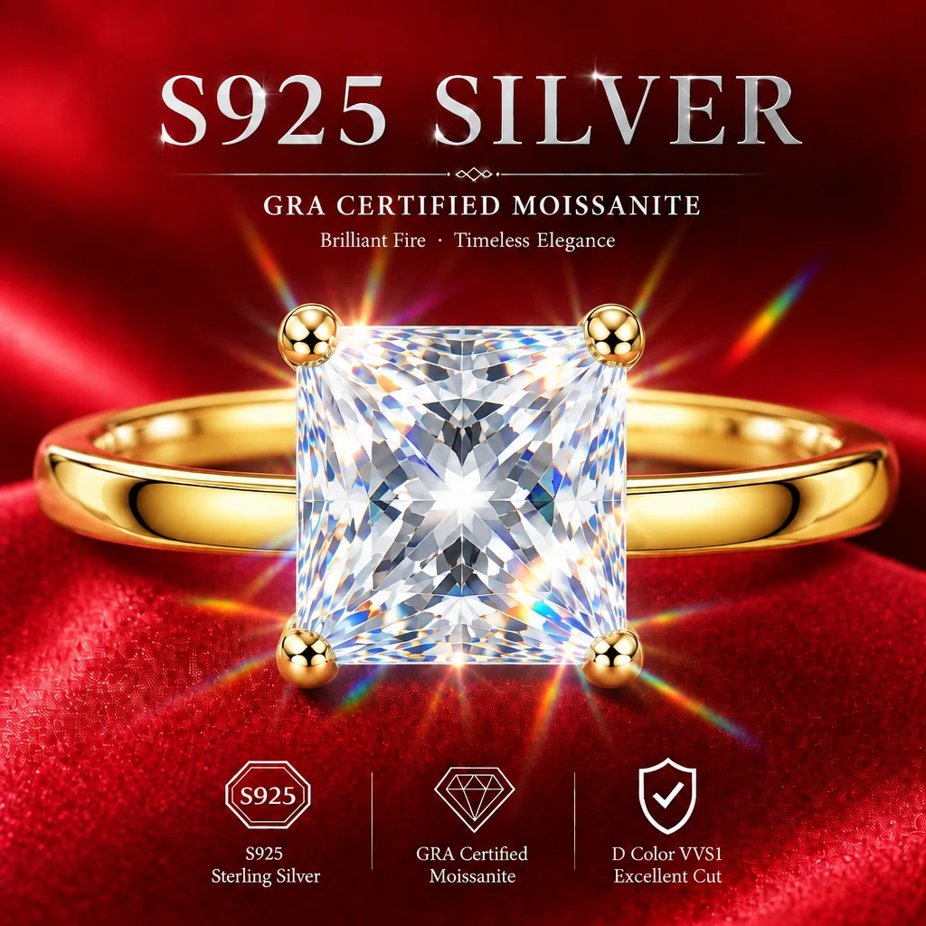 18k Vergoldete Moissanit-Ringe mit GRA-Zertifikat, Funkelndes Marquise-Design, S925 Sterling Silber für Damenringe – Detail 17