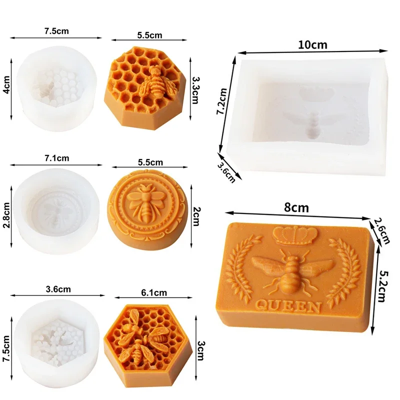 3D Bee Honeycomb Silicone Candle Mold Beehive Aromath Plaster Soap Epoxy Resin Mould Home Decor Hives Molds Handicraft Gift Make