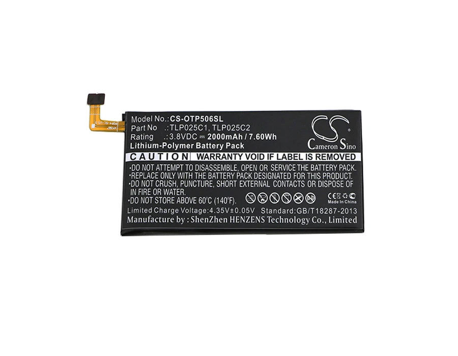 Cameron Sino 2000mAh Battery TLP025C1,TLP025C2 for Alcatel One Touch Fierce 4,OT-50560,OT-5056D,OT-5056N, OT-5056O,OT-5056W