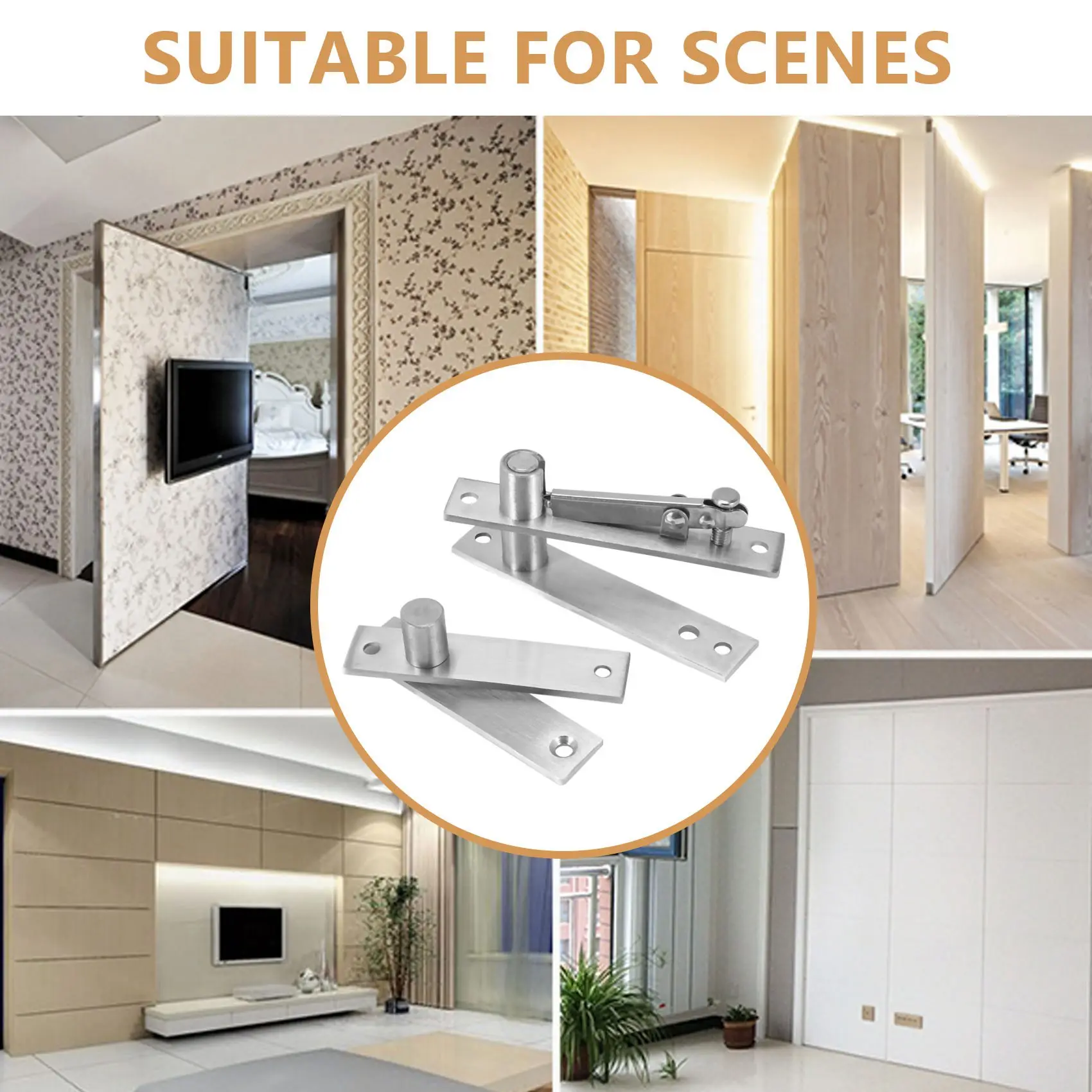 Zawias obrotowy ze stali nierdzewnej AY03, wytrzymały zawias obrotowy do drzwi drewnianych, wałek 360 stopni, zawias obrotowy ze stali nierdzewnej do drzwi Murphy