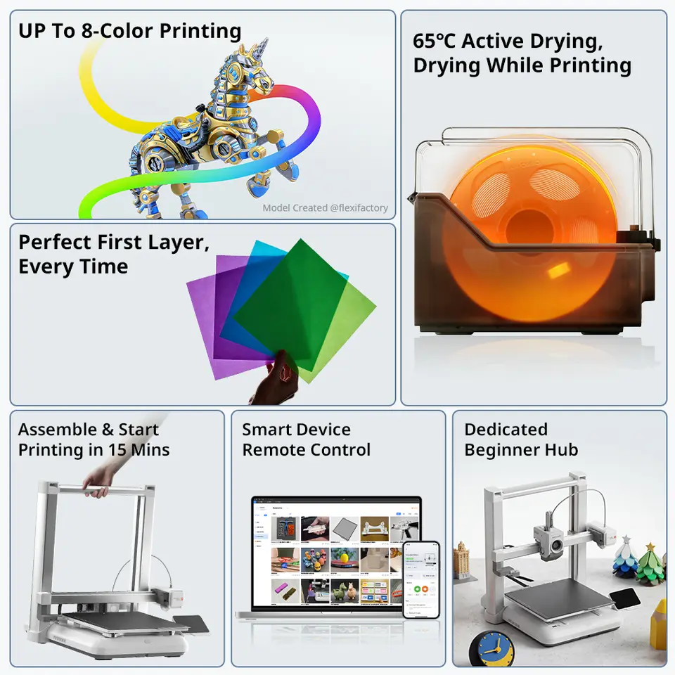 طابعة ANYCUBIC كوبرا 4 كومبو FDM متعددة الألوان من 4 إلى 8 ألوان بسرعة طباعة قصوى 600 مم/ث حجم الطباعة 260x260x260 مم - 2