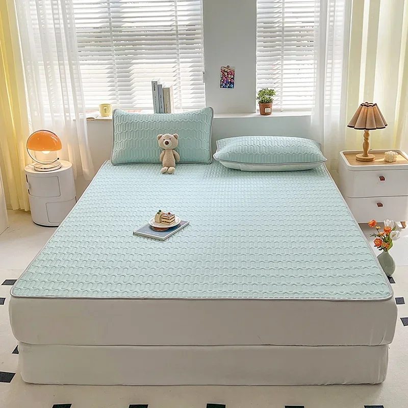 

2024 New Summer Cartoon Latex Mat Three-piece Set Double Latex Mat Bed Sheet Set Cool Breathable Moisture Absorption