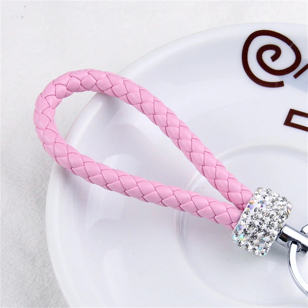 PU Leather Braided Woven Rope Keychain DIY Bag Pendant Key Chain Holder Car Keyring Simple Multiuse Key Holder Gifts