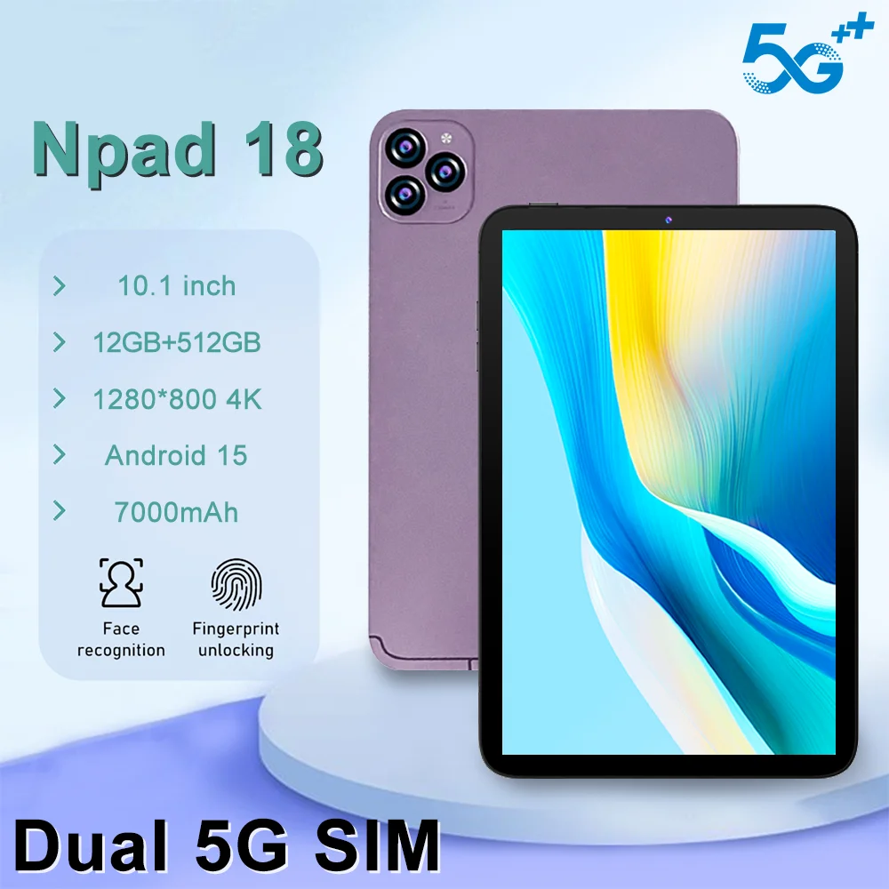 

2025 Новый планшетный ПК 5G, 10 дюймов, с двумя слотами для SIM-карты, Android 15 12 ГБ + 512 ГБ ПЗУ, восьмиядерный сенсорный экран, Wi-Fi, GPS, поддержка 5G телефонных звонков