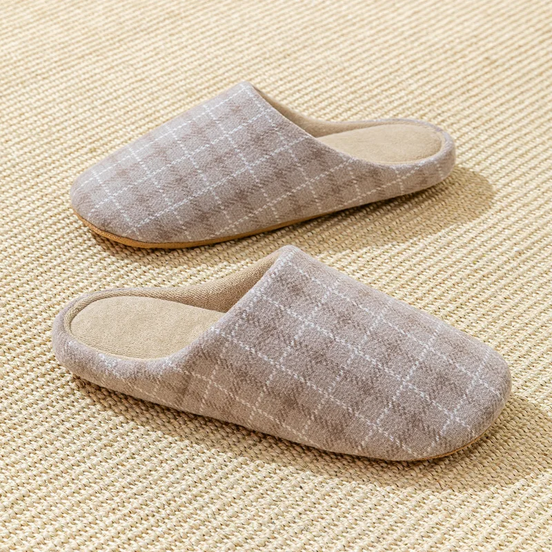 Männer Frühling Und Herbst Hause Stumm Hausschuhe Plaid Design Schlafzimmer Holz Boden Komfortable Weichen Boden Nicht-slip Stumm paar Stil – Detail 12