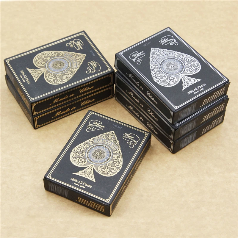 24K Gold Line Plastic Waterproof Gold Foil Playing Cards Texas Poker Set Funny High-grade Sports Leisure Gambling Poker Gift