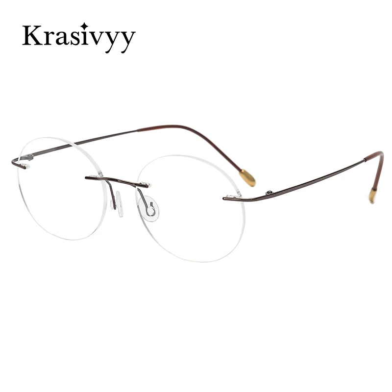 

Красивые безободковые очки из чистого титана, мужские и женские, ультралегкие, европейский бренд, круглые оптические оправы для коррекции зрения
