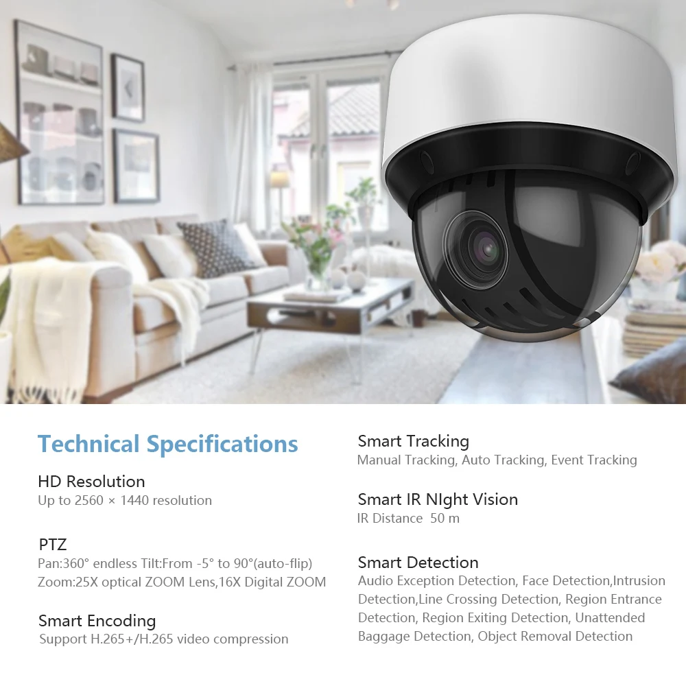 Hikvision DS-2DE4A425IWG-E 25X Zoom 4MP Auto-tracking PTZ IP Camera IR50M Face Capture Video Surveillance IP Camera DarkFighter