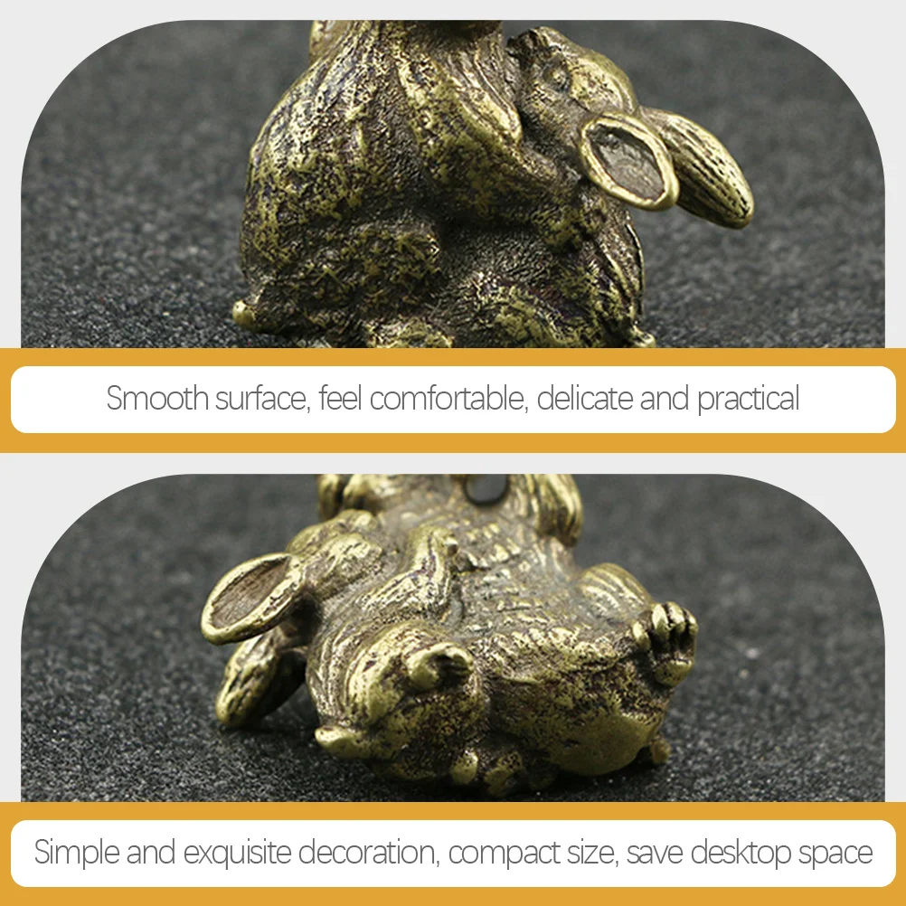 

Vintage Rabbit Statue Decorative Brass Bunny Figure Retro Desktop Ornament Exquisite Small Brass Sculpture Retro Animal Statue