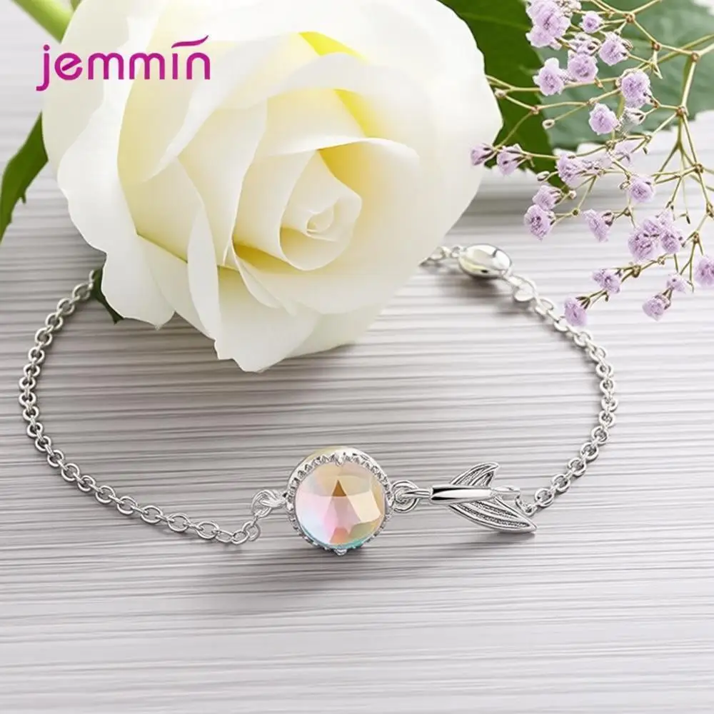 Delicate 925 Sterling Silver Fish Tail Shape Colorful Moonstone Adjustable Bracelets for Women Girls Wedding Party Jewelry Gifts