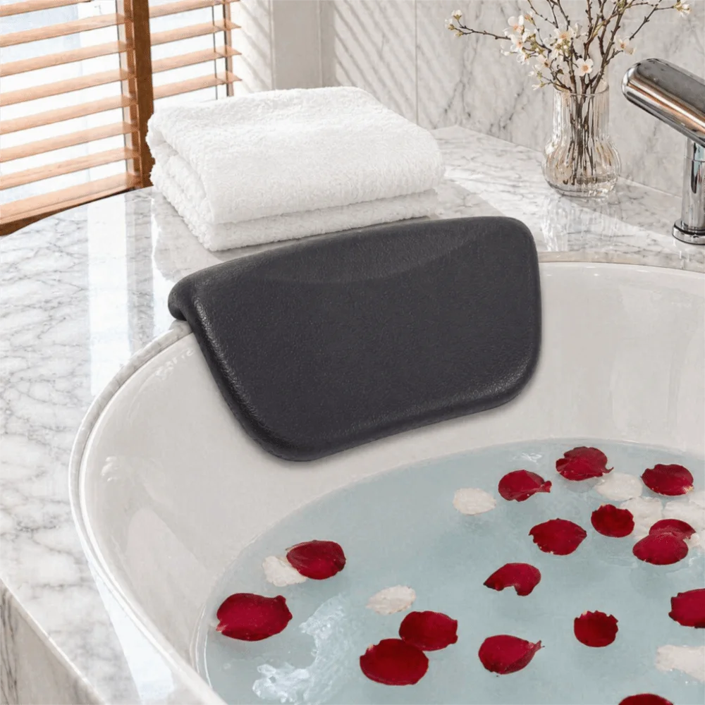 Durable PU Silicone Bath Pillow Suction Cups Non Slip Bath Tub Pillow Waterproof Ergonomic Design Spa Pillow Relaxing Soak
