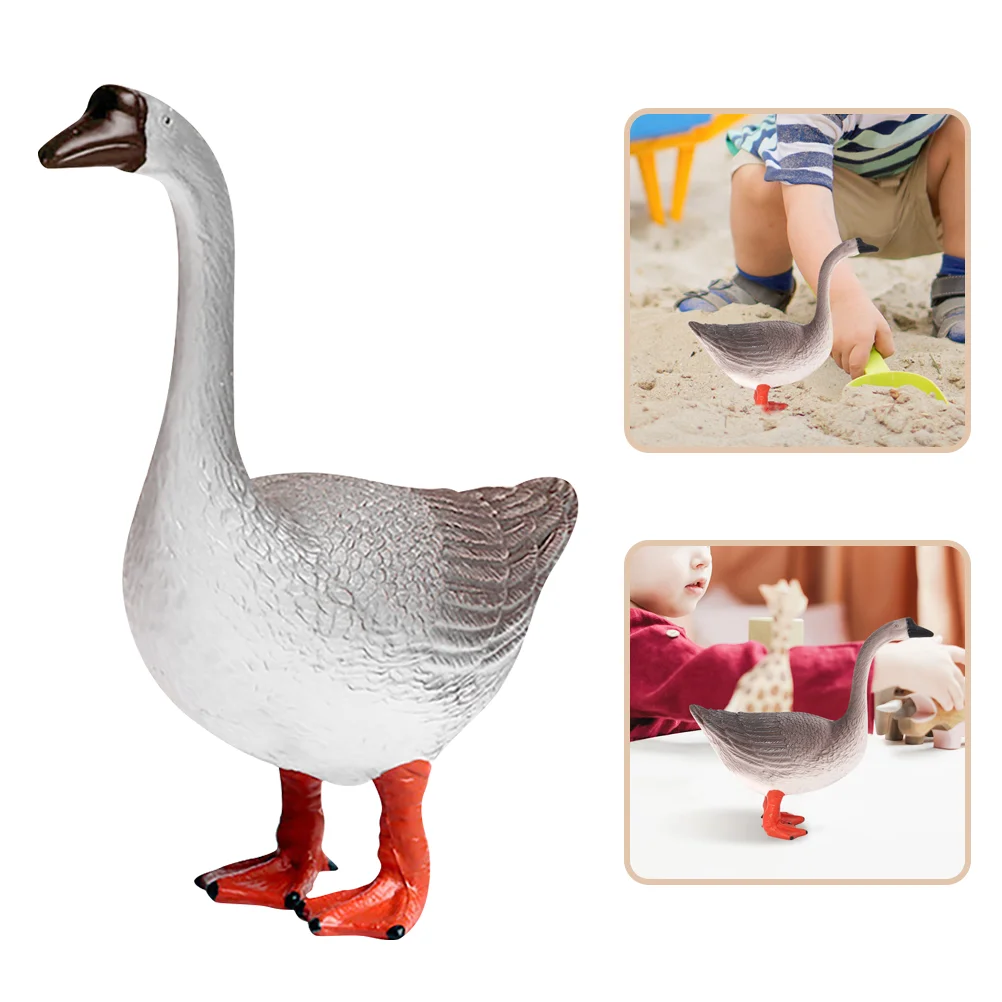Animals Swan Ornaments Lifelike Goose Statue Small Frog Toy Grey Plastic Home Decor