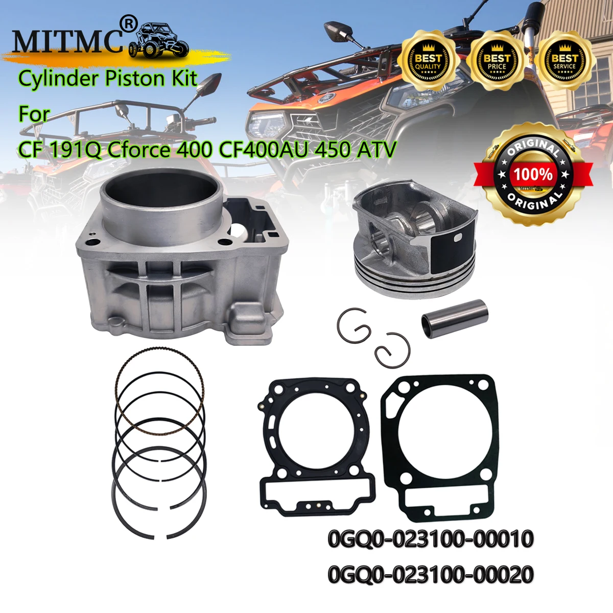 

Cylinder Piston Kit For CF 191Q Cforce 400 CF400AU 450 ATV QUAD GO KART 0GQ0-023100-00010 0GQ0-023100-00020