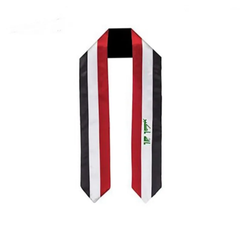 

Iraq National FLAG scarf Graduation Stole 180*14cm Bachelor Gown Accessory Satin Graduation Sash