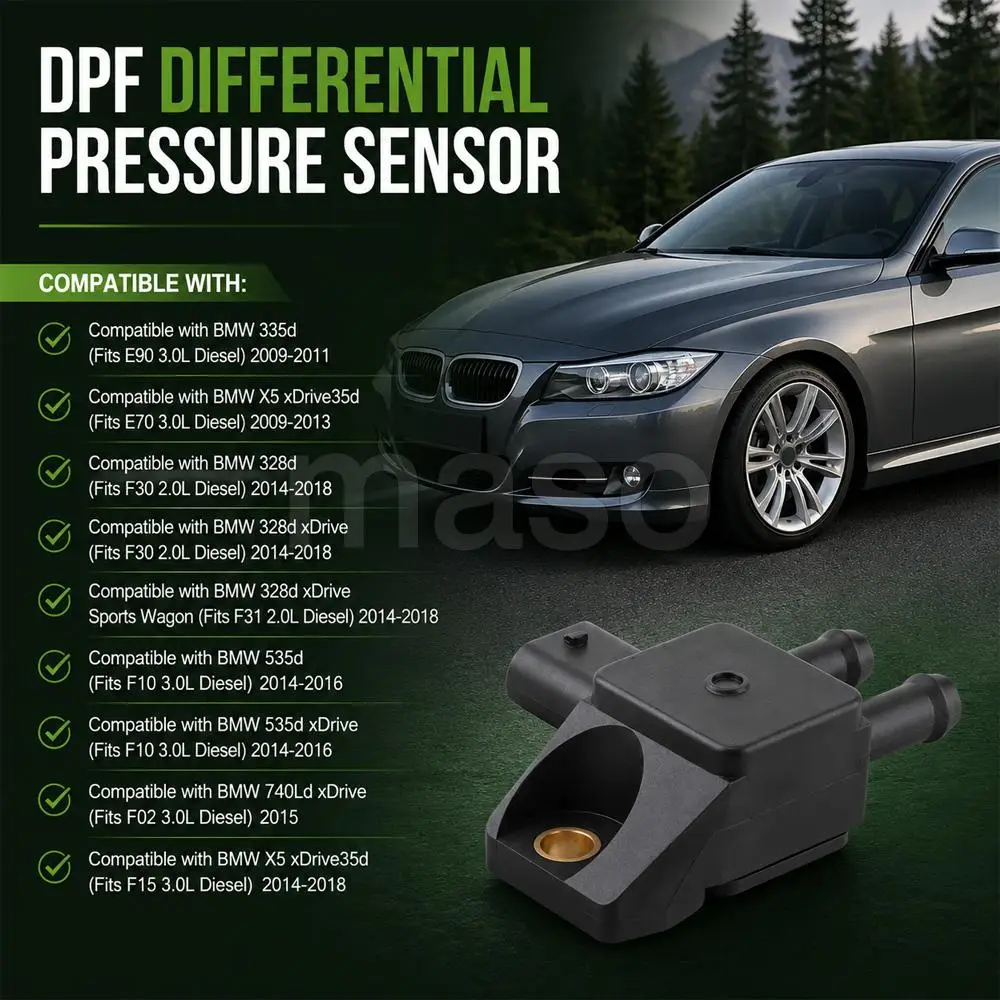 1pc black Differential Pressure Sensor 13627805758 7805758-01 1362780575 For BMW 335d 328d 535d 740Ld X5 Durable accessories
