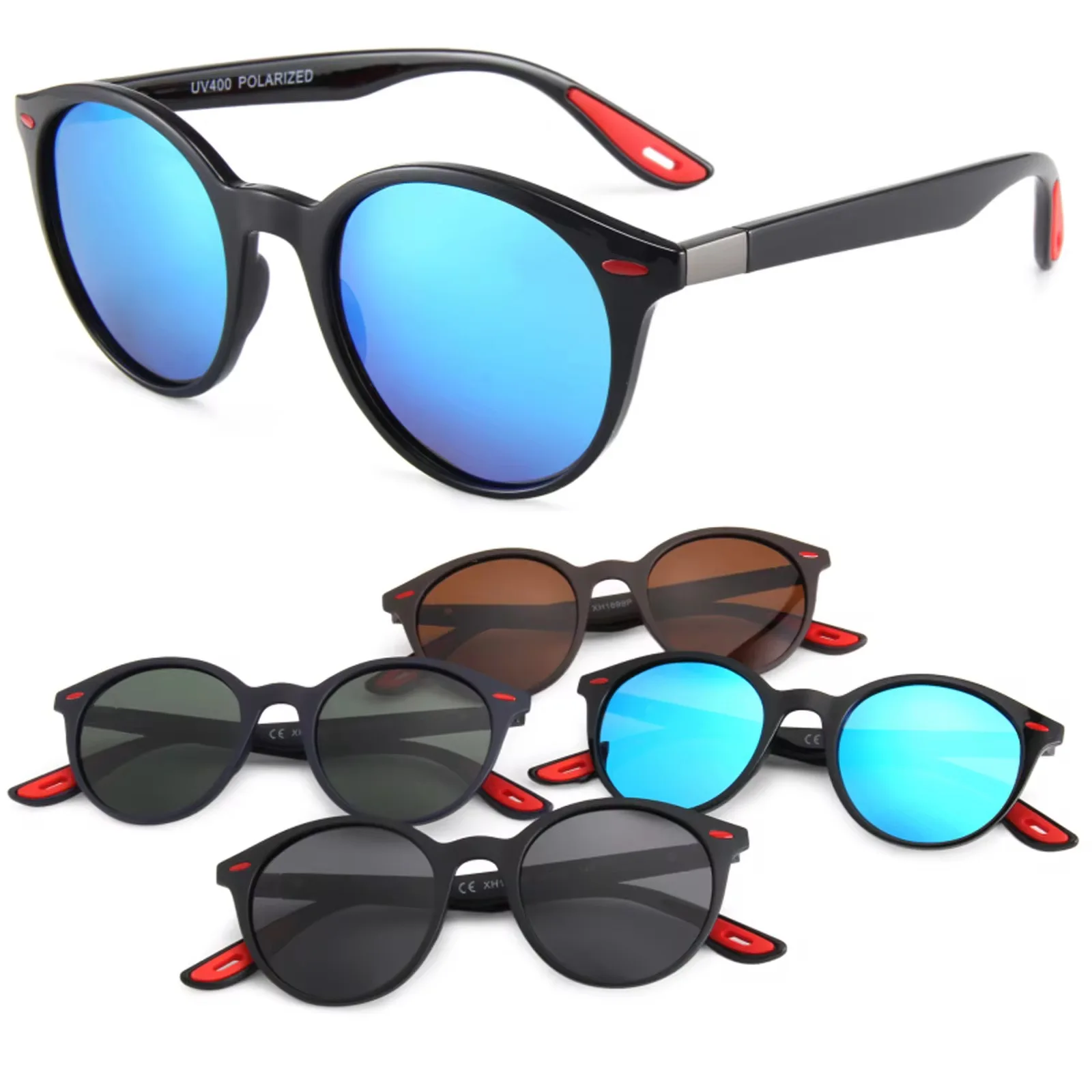 

New Hot Selling Men Sports Style Sunglasses Round Frame Simple Rice Nail Travel UV 400 Lenses Driving Polarized Sunglasses Men