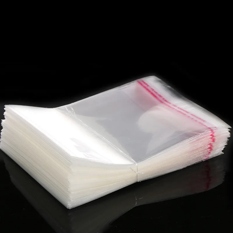 100-200 pcs transparent ziplock OPP plastic bag jewelry gift bag non-stick cookie candy bag Cellophane bag seal pocket