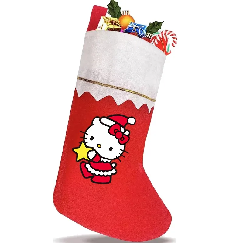 Medias navideñas de Hello Kitty, bolsas de regalos de dulces para niños, adorno colgante de dibujos animados, decoración de árbol de Navidad, decoraciones para el hogar de Año Nuevo