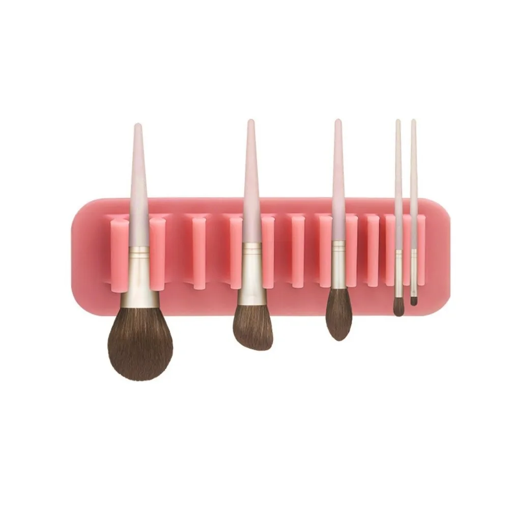 New Soft Silicone Brush Drying Rack Solid Color Wall Mounted Cosmetic Tools Suction Cup Makeup Brush Cleaner for Beauty Station