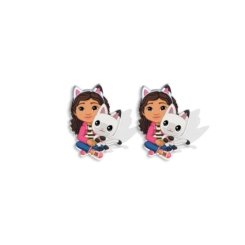 Gabby Dollhouses Girls Stud Earrings Earing Jewelry Charms Eardrop Cartoon Anime Accessories New Kids Birthday Cute Fashion Gift