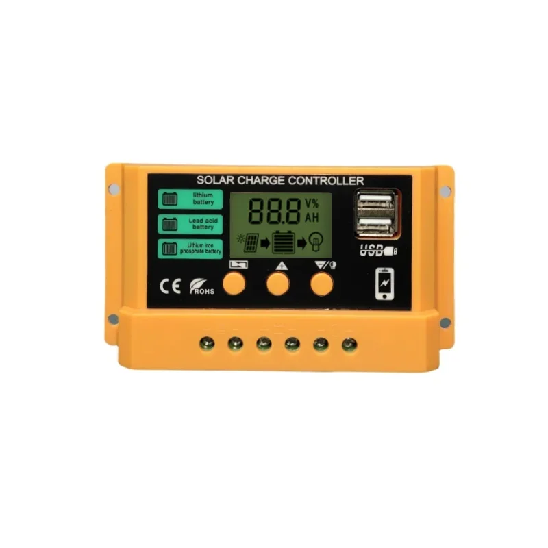 5 PCS Orange Shell Black Surface 12V 24V 11.1V 12.8V Solar Controller 10A 20A 30A Photovoltaic Regulator