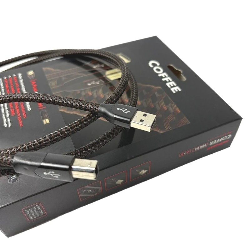 커피 HiFi USB A-B 케이블 10% 실버 USB2.0 디코더 사운드 카드 DAC 용 고화질 디지털 오디오 케이블