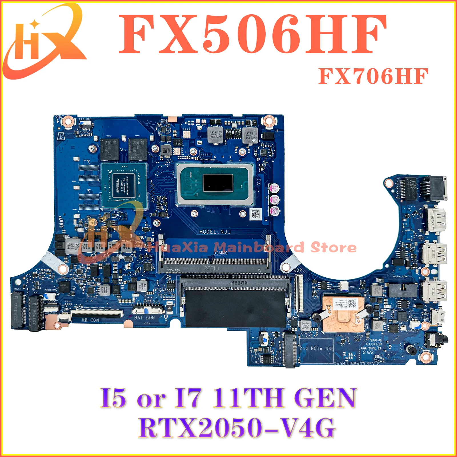 KEFU DA0NJJMBAG0 Mainboard For ASUS FX506HF TUF506HF FX706HF TUF706HF Laptop Motherboard i5 i7 11th Gen RTX2050-V4G