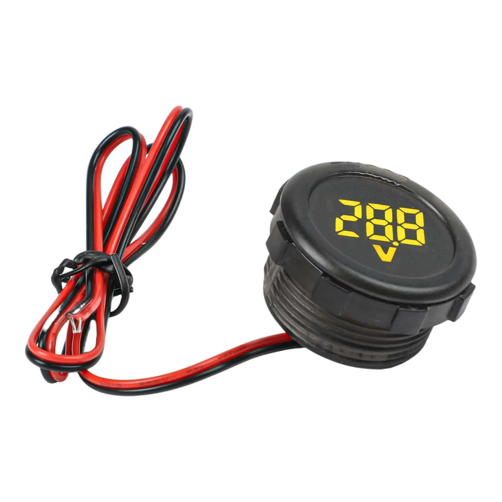 DC 5-100V Round Dual Wire LED Digital Voltmeter Tester Red Green Blue Yellow For Auto Car Motorcycle Solar Battery Voltage Monit