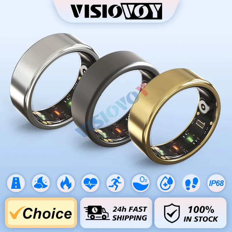 

2024 Newest Smart Ring Military Grade Titanium Steel Shell Health Monitoring IP68 & 3ATM Waterproof Multi-sport Modes