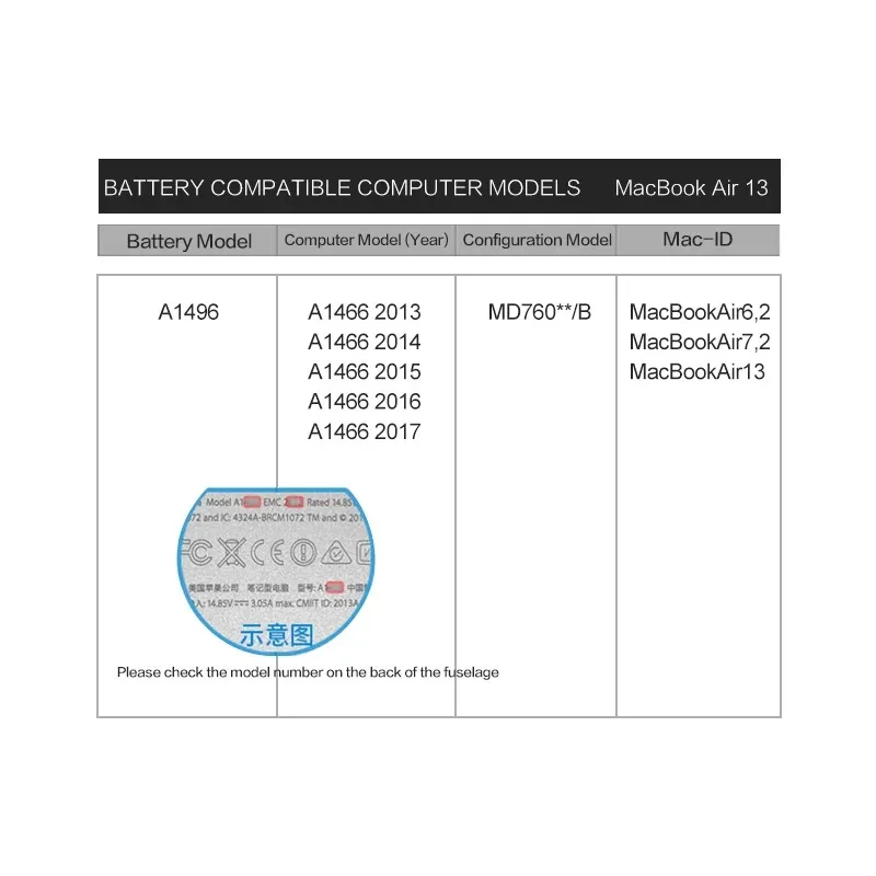 Аккумулятор NOBI A1496 для ноутбука Apple MacBook Air, 13 дюймов, A1466, 2012/2013/2014/2015/2017, MD760LL/A, MD761CH/A, 7,6 В, 7150 мАч, Бесплатные инструменты