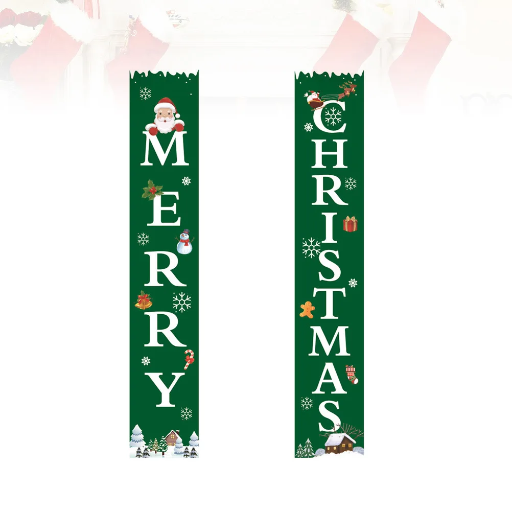 

1Pair Christmas Door Curtain Merry Christmas Banner Decorative Hanging Ornament for Indoor Outdoor Party Porch Doorway