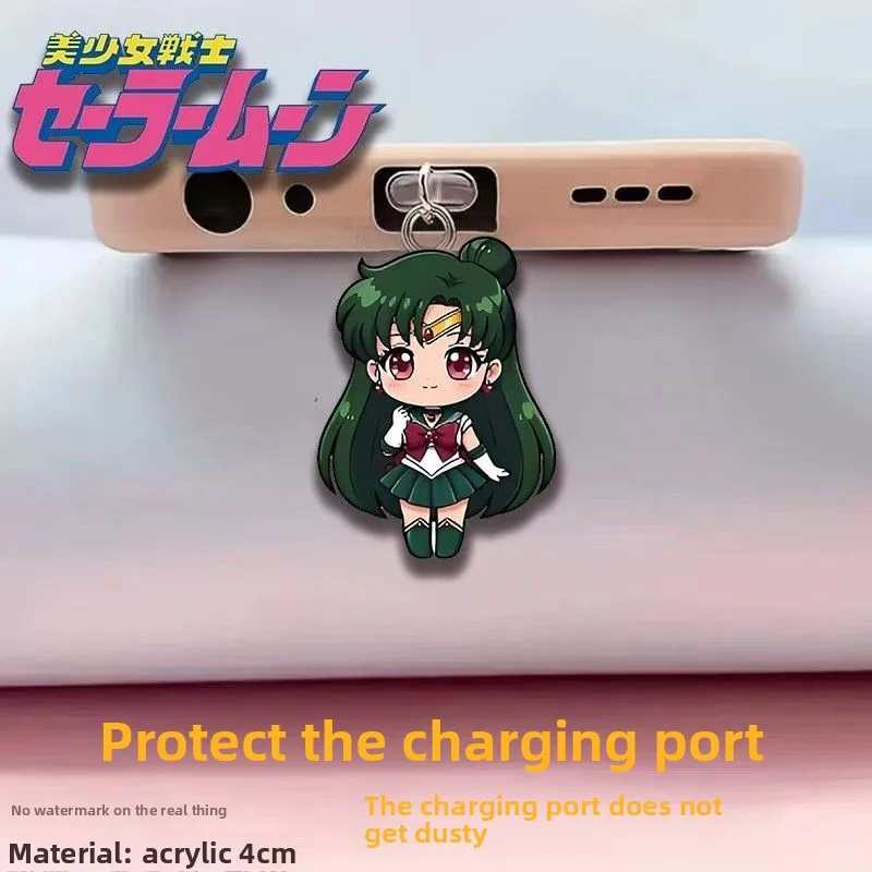 4PCS Sailor Moon Cute Cartoon Big Head Character Fan Merch Type-C Anti Dust Plug Decorative Mobile Phone Hanging Bag Charm view 4