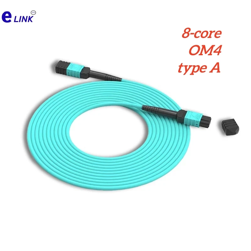 MPO-MPO OM4 patchcord  8 core female male type A 2 3 5 10 15mtr fiber optic patch lead round cable aqua multimode 8C ftth jumper