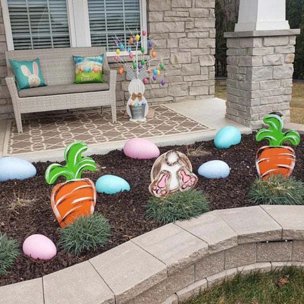 Easter Yard Signs Outdoor Lawn Decorations Signs Bunny Butt Decor Rabit PVC Model Ornaments