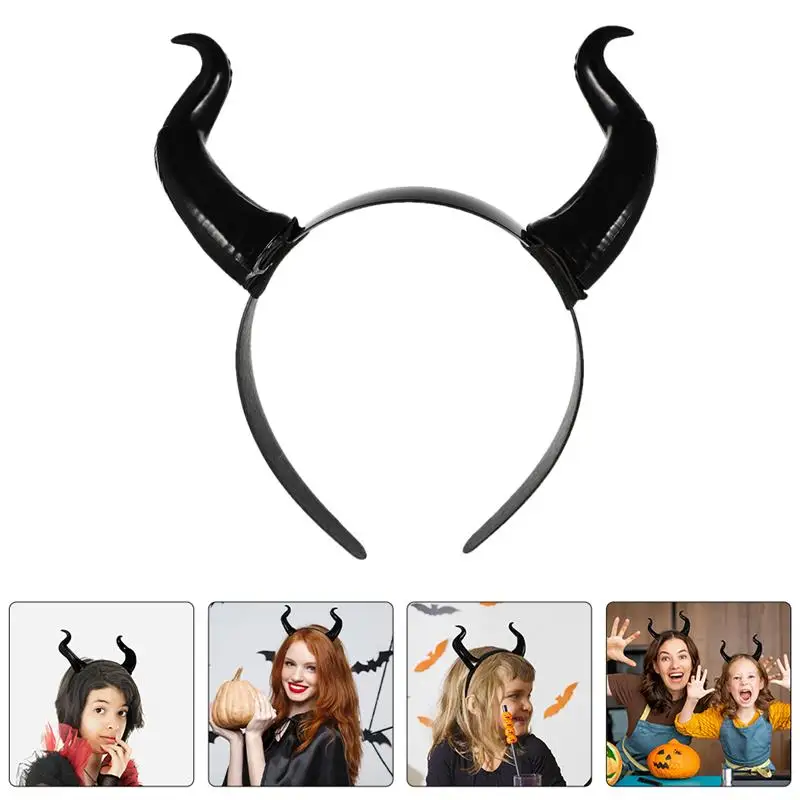 

2pcs Women Black Queen Witch Demon Horns Headpiece Cosplay Animal Antelope Devil Headdress Christmas Halloween Party Headband