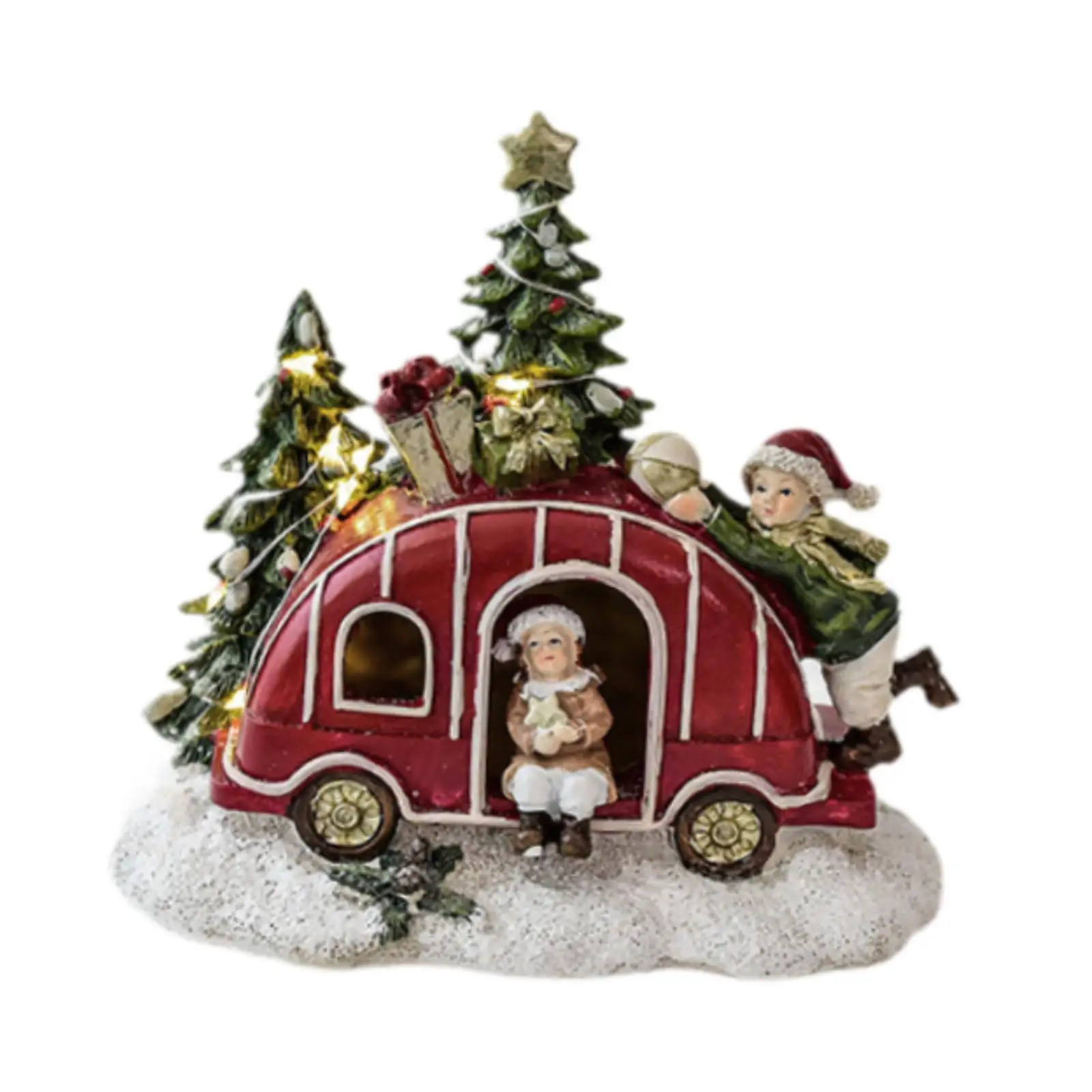 Lighted Christmas Figurine Decorative Collectible Christmas Gift Xmas Decor for Bookshelf Shelf Holiday Living Room Cabinet