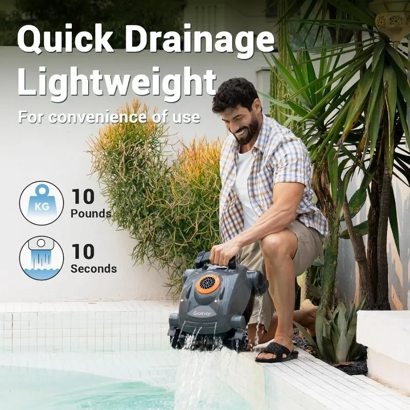 Cordless Robot Pool Cleaner, Wall Climbing, Long Battery Life, Self Parking, Automatic Pool Vacuum,