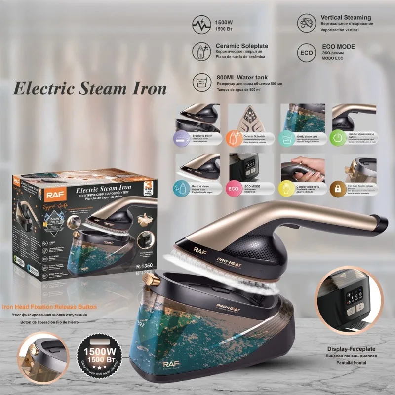 1500W High-power Electric Iron with Ceramic Base Plate and 800ml Water Tank Pressure Steam Electric Steam Iron for Clothes