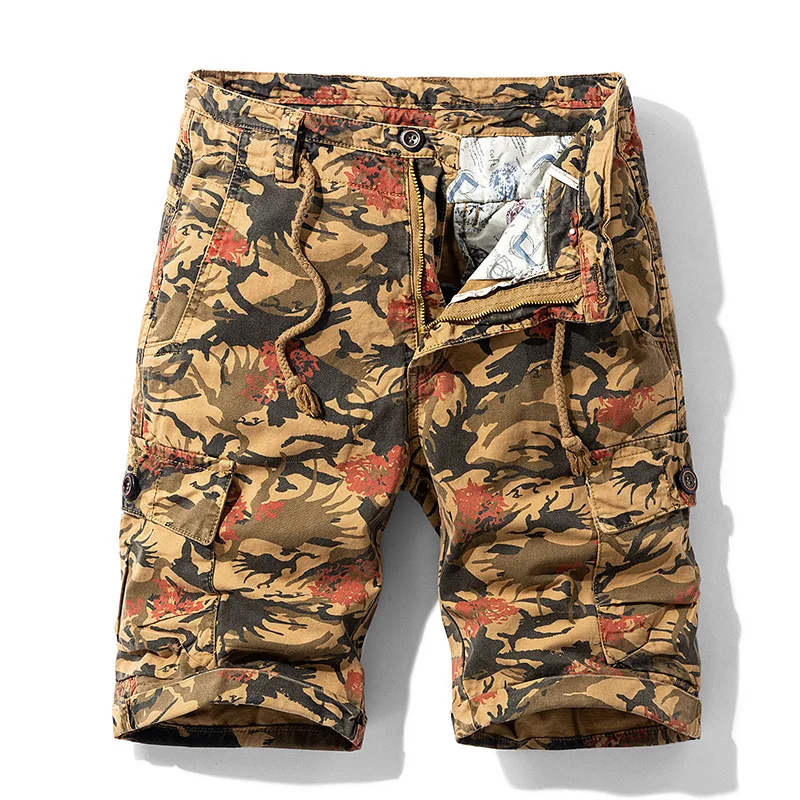 New Summer Men Camouflage Cargo Jogger Shorts Man Military Multi Pockets Loose Tooling Pants Quality Male Cotton Casual Shorts 8