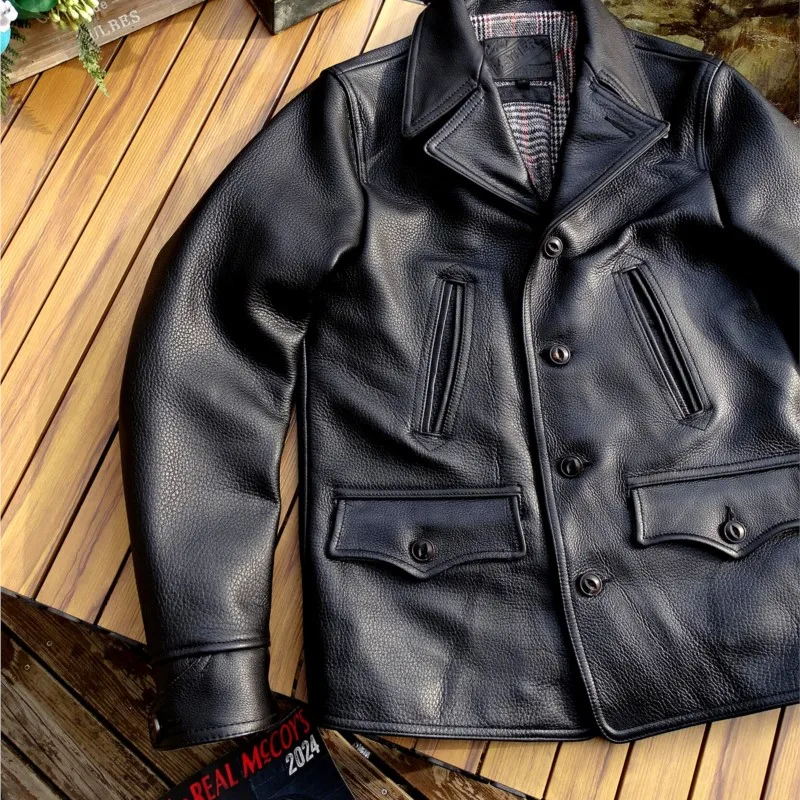 

A fashion heavyweight full-grain old cowhide leather coat