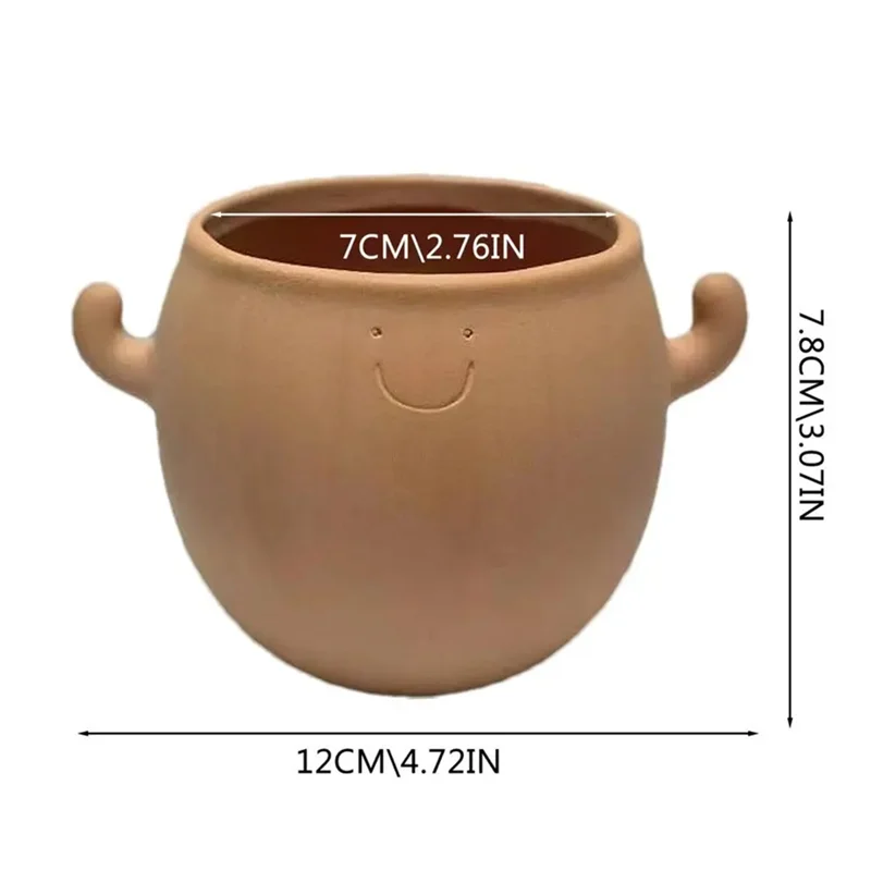 ABZV-Decorative Plant Pots Home Decoration Smiling Face Planter For Garden For Balcony Bonsai Yard Men Desk Workplace