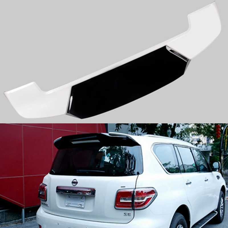 

ABS Plastic White Black Color Rear Trunk Boot Wing Spoiler Car Accessories 1Pcs For Nissan PATROL Y62 2011-2018