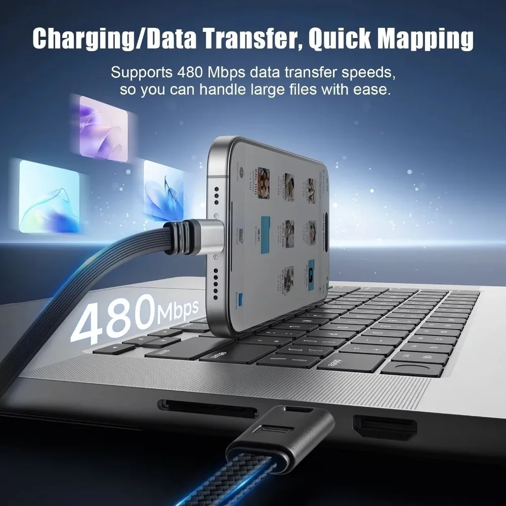 120cm USB C Charging Cable 240W Power Delivery 5A Current Rating Fast Charging Cable Single Head Retractable USB C to Type C