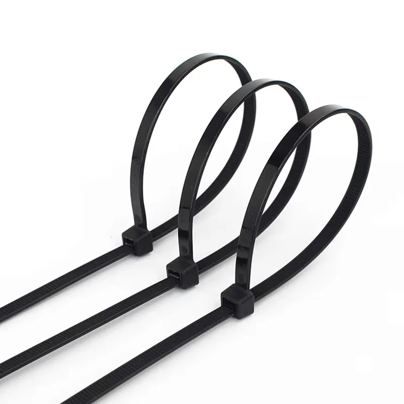 50 Self-Locking Plastic Nylon Cable Ties, 50 Black Cable Ties, Fixed Ring-Style Cable Ties, Zipper-Style Fasteners, Nylon Cable Tie Set