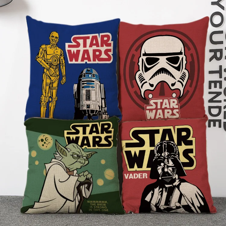 New painted Star Wars anime imitation linen pillowcase for boys and girls bedroom