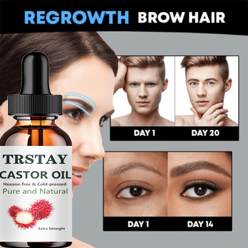 TRSTAY Eyelash Eyebrow Growth Oil Brow Essential Oils Essence Anti Alopecia Castor Oil Organic 100% Pure