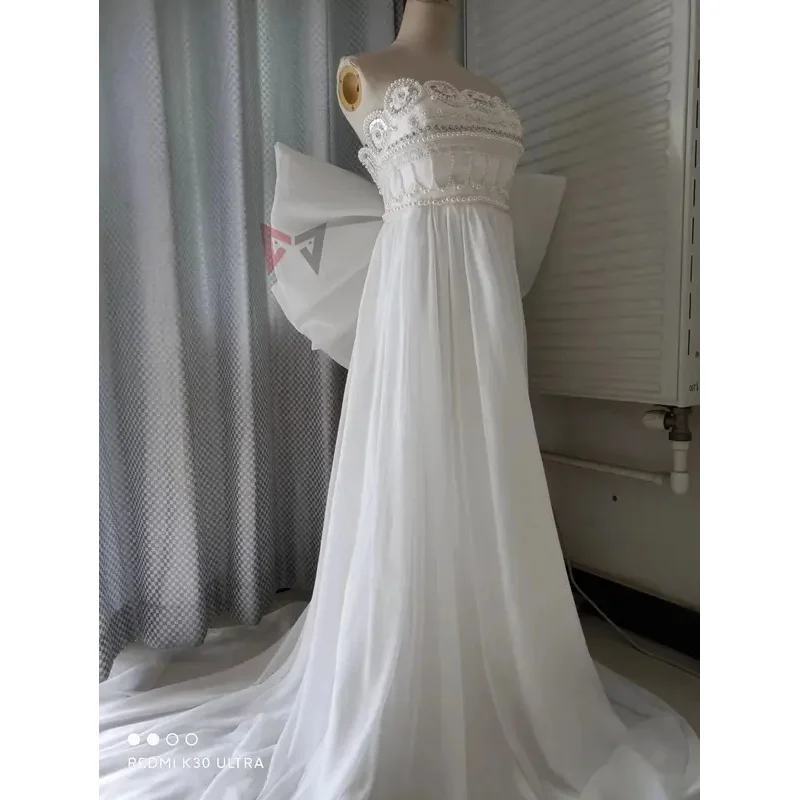 

Новый костюм принцессы для косплея, белое, серебряное платье с луной и крыльями, бантом и рукавами, комплект свадебного платья на заказ