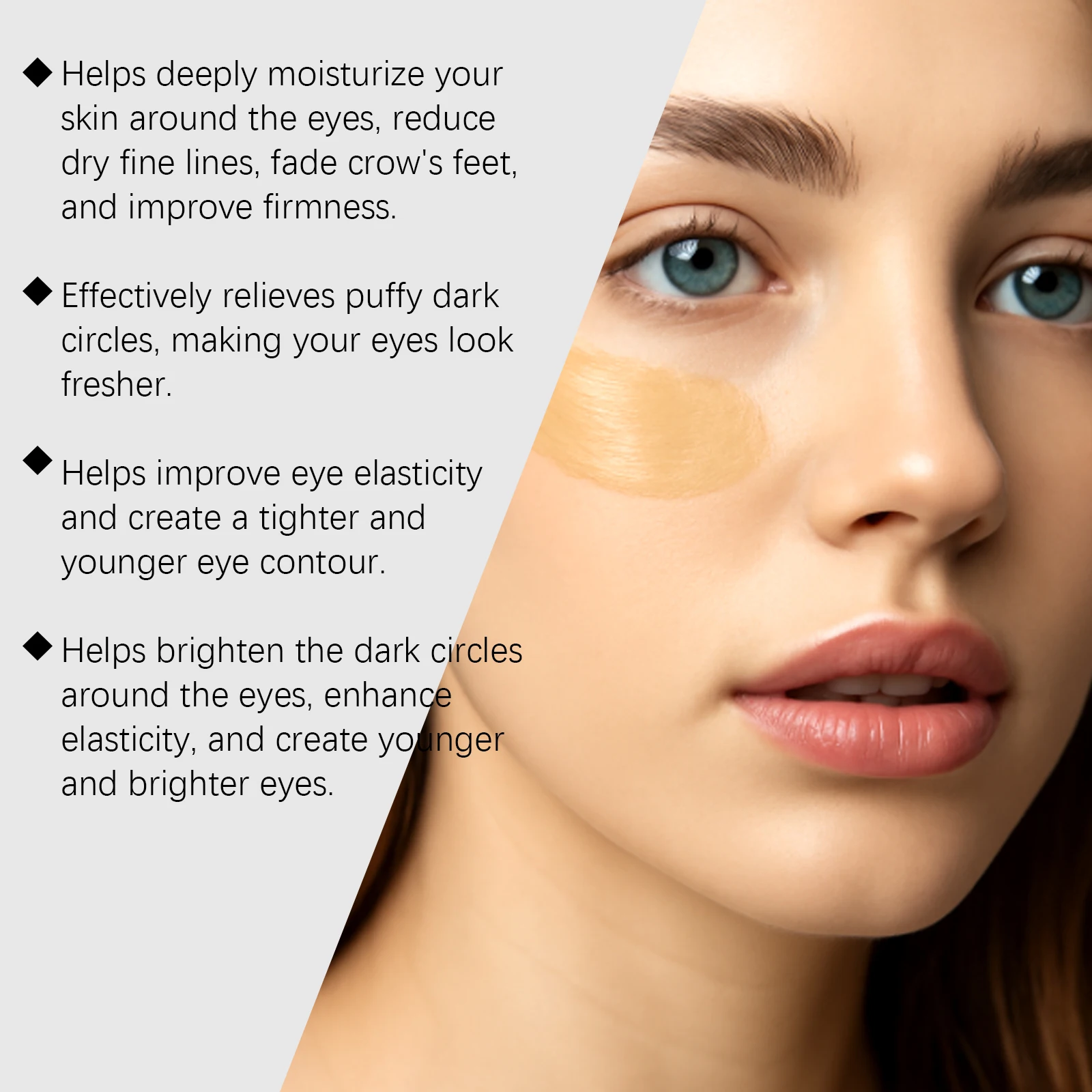 Instant Tighten Eye Cream with Brush Anti Puffiness Dark Circles Moisturizing Reduce Fine Lines Wrinkles Nourishing Massage